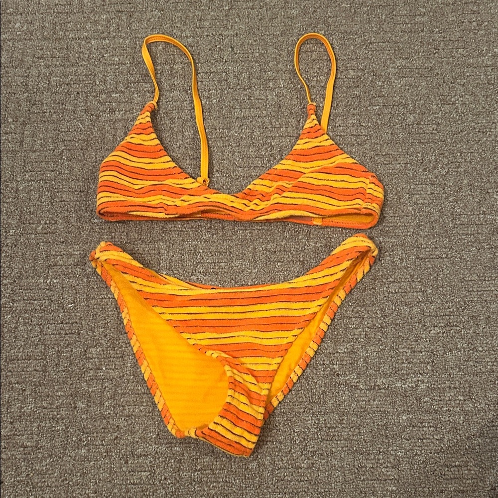 triangl swimwear Bright Orange Striped Bikini Top